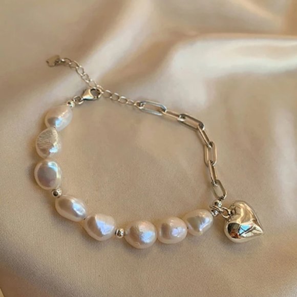 Gallant & Grace Jewelry - GALLANT & GRACE Freshwater Baroque Pearls With 925 Sterling Silver Bracelet